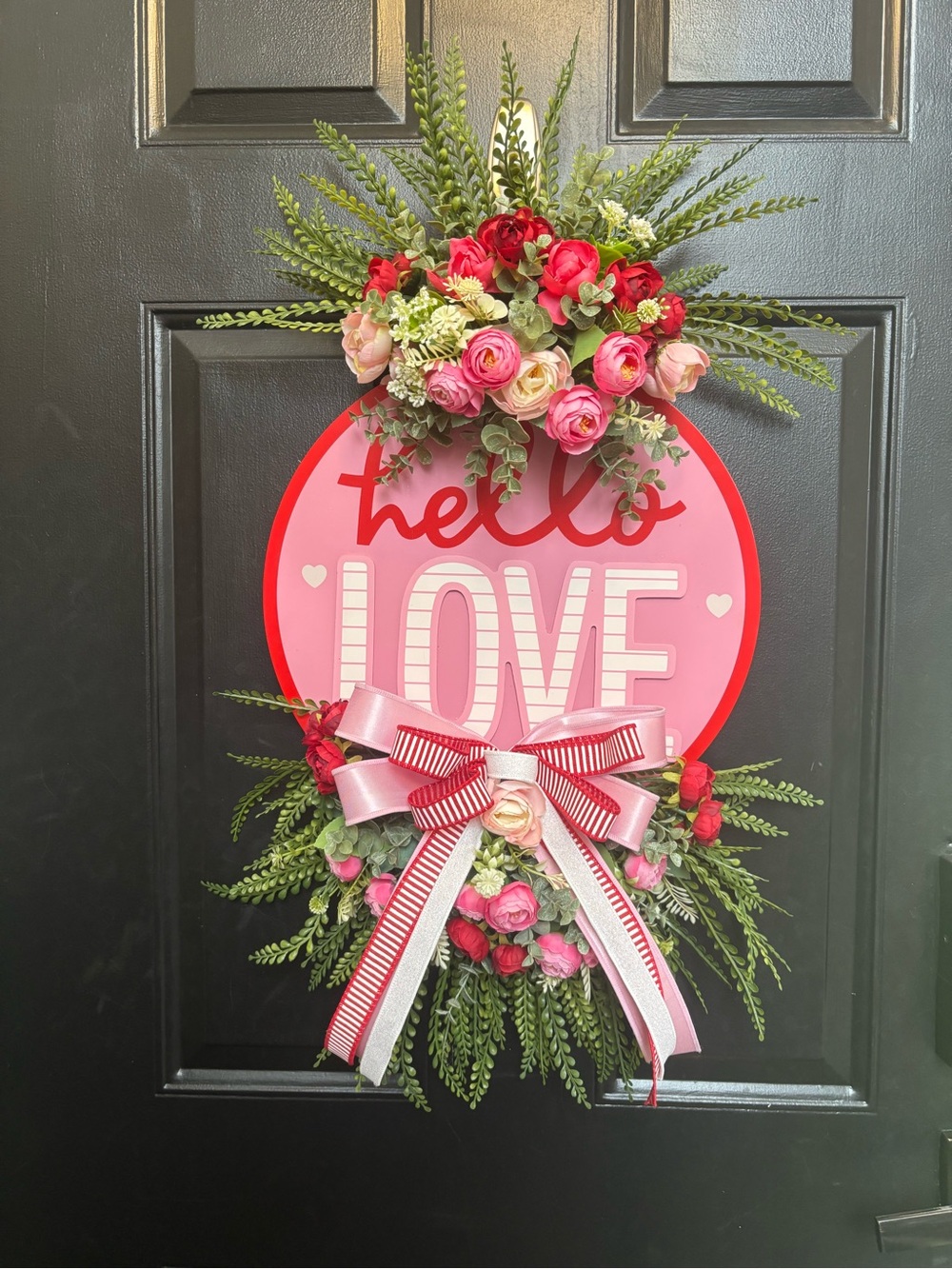 Hello Love Pink & Red Floral Door Hanger by